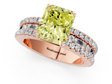 Rose gold Fancy Yellow Radiant  Solitaire Diamond with Pave and Channel Set Band_43