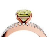 Rose gold Fancy Yellow Radiant  Solitaire Diamond with Pave and Channel Set Band_46