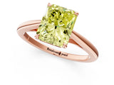 Rose gold Fancy Yellow Radiant  Solitaire Engagement Ring with Four-Prong Setting and Classic Band 2