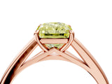 Rose gold Fancy Yellow Radiant  Solitaire Engagement Ring with Four-Prong Setting and Classic Band
