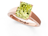 Rose gold Fancy Yellow Radiant  Solitaire Engagement Ring with Four-Prong Setting and Tapered Band_4