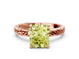 Rose gold Fancy Yellow Radiant  Solitaire Engagement Ring with Scrollwork Band and Four-Prong Setting_147