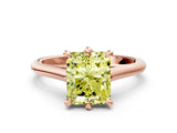 Rose gold Fancy Yellow Radiant  Solitaire Engagement Ring with Six-Prong Setting and Classic Band 1