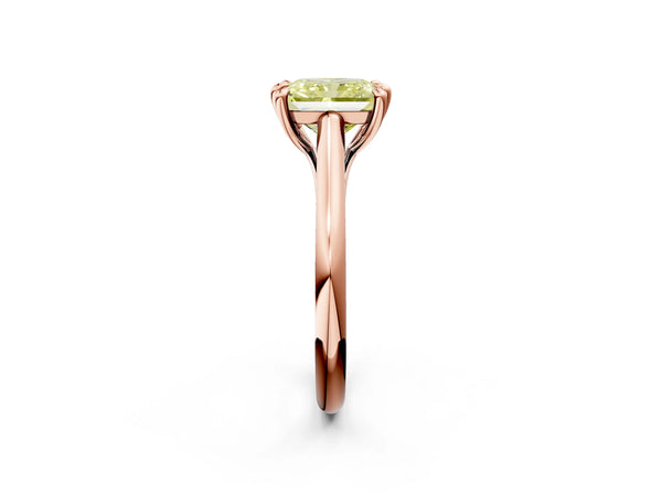 Rose gold Fancy Yellow Radiant  Solitaire Engagement Ring with Six-Prong Setting and Classic Band