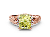 Rose gold Fancy Yellow Radiant  Solitaire Filigree Engagement Ring with Halo and Prong Setting_49