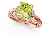 Rose gold Fancy Yellow Radiant  Solitaire Filigree Engagement Ring with Halo and Prong Setting_50