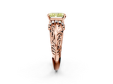 Rose gold Fancy Yellow Radiant  Solitaire Filigree Engagement Ring with Halo and Prong Setting_51