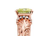 Rose gold Fancy Yellow Radiant  Solitaire Filigree Engagement Ring with Halo and Prong Setting_54