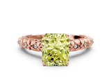 Rose gold Fancy Yellow Radiant  Solitaire Floral Milgrain Engagement Ring_32