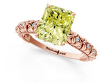 Rose gold Fancy Yellow Radiant  Solitaire Floral Milgrain Engagement Ring_33