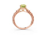 Rose gold Fancy Yellow Radiant  Solitaire Floral Milgrain Engagement Ring_35