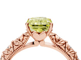 Rose gold Fancy Yellow Radiant  Solitaire Floral Milgrain Engagement Ring_36