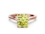 Rose gold Fancy Yellow Radiant  Solitaire Heart Prong Engagement Ring with Tapered Band_54