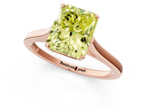 Rose gold Fancy Yellow Radiant  Solitaire Heart Prong Engagement Ring with Tapered Band_55
