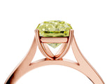 Rose gold Fancy Yellow Radiant  Solitaire Heart Prong Engagement Ring with Tapered Band_58
