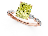 Rose gold Fancy Yellow Radiant  Solitaire Marquise Side Stone Prong Setting Ring_45