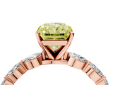 Rose gold Fancy Yellow Radiant  Solitaire Marquise Side Stone Prong Setting Ring_48