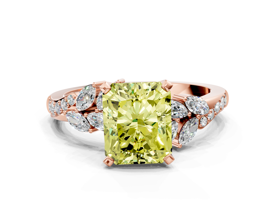 Rose gold Fancy Yellow Radiant  Solitaire Marquise Twist Band with Six-Prong Setting_45