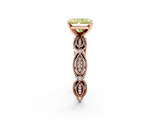 Rose gold Fancy Yellow Radiant  Solitaire Milgrain Diamond Engagement Ring with Bezel and Marquise Band_134