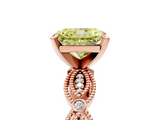 Rose gold Fancy Yellow Radiant  Solitaire Milgrain Diamond Engagement Ring with Bezel and Marquise Band_137