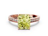 Rose gold Fancy Yellow Radiant  Solitaire Pavé Band Prong Setting Ring_20