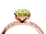 Rose gold Fancy Yellow Radiant  Solitaire Pavé Band with Four-Prong Setting_171