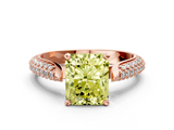 Rose gold Fancy Yellow Radiant  Solitaire Pavé Diamond Engagement Ring with Four-Prong Setting_155
