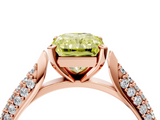 Rose gold Fancy Yellow Radiant  Solitaire Pavé Diamond Engagement Ring with Four-Prong Setting_159
