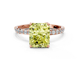 Rose gold Fancy Yellow Radiant  Solitaire Pavé Diamond Engagement Ring with Four-Prong Setting_42