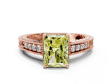 Rose gold Fancy Yellow Radiant  Solitaire Pavé Diamond Milgrain Engagement Ring with Four-Prong Setting_20