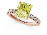 Rose gold Fancy Yellow Radiant  Solitaire Pave Diamond Engagement Ring with Four-Prong Setting_264