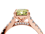 Rose gold Fancy Yellow Radiant  Solitaire Pave Diamond Engagement Ring with Prong Setting_24