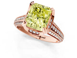 Rose gold Fancy Yellow Radiant  Solitaire Pave Split Shank Ring with Four-Prong Setting_100