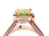 Rose gold Fancy Yellow Radiant  Solitaire Pave Split Shank Ring with Four-Prong Setting_103