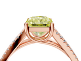 Rose gold Fancy Yellow Radiant  Solitaire Split Shank Pavé Diamond Engagement Ring_391