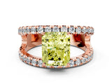 Rose gold Fancy Yellow Radiant  Solitaire Split Shank Pave Diamond Ring_49