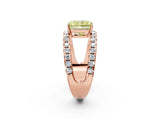 Rose gold Fancy Yellow Radiant  Solitaire Split Shank Pave Diamond Ring_51