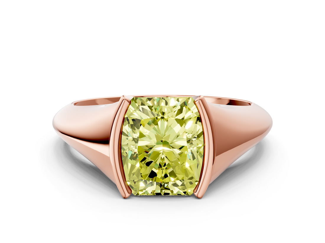 Rose gold Fancy Yellow Radiant  Solitaire Tension Set Diamond Ring_20