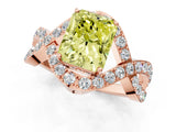 Rose gold Fancy Yellow Radiant  Solitaire Twist Band Pavé Diamond Engagement Ring_79