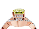 Rose gold Fancy Yellow Radiant  Solitaire Twist Band Pavé Diamond Engagement Ring_82