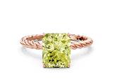 Rose gold Fancy Yellow Radiant  Solitaire Twist Band Ring with Four-Prong Setting_68