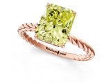 Rose gold Fancy Yellow Radiant  Solitaire Twist Band Ring with Four-Prong Setting_69