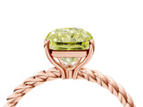 Rose gold Fancy Yellow Radiant  Solitaire Twist Band Ring with Four-Prong Setting_72