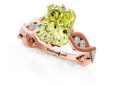 Rose gold Fancy Yellow Radiant  Solitaire Twist Band with Leaf Prong Setting 1