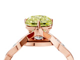 Rose gold Fancy Yellow Radiant  Solitaire Twist Band with Leaf Prong Setting 4