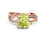 Rose gold Fancy Yellow Radiant  Solitaire Twist Band with Pavé Accents and Four-Prong Setting_20