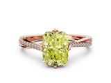 Rose gold Fancy Yellow Radiant  Solitaire Twist Band with Pavé Diamonds and Four-Prong Setting_53