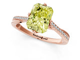 Rose gold Fancy Yellow Radiant  Solitaire Twist Band with Pavé Diamonds and Four-Prong Setting_54
