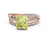 Rose gold Fancy Yellow Radiant  Solitaire Twist Band with Pavé Setting and Four-Prong Setting_115