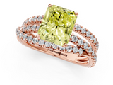 Rose gold Fancy Yellow Radiant  Solitaire Twist Band with Pavé Setting and Four-Prong Setting_116